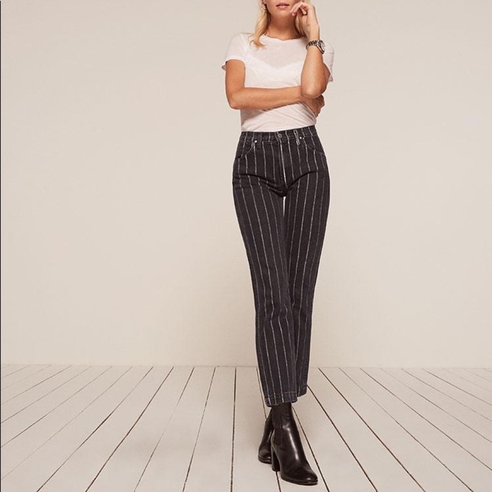 Reformation Roper Striped Jeans (smart ass patch)